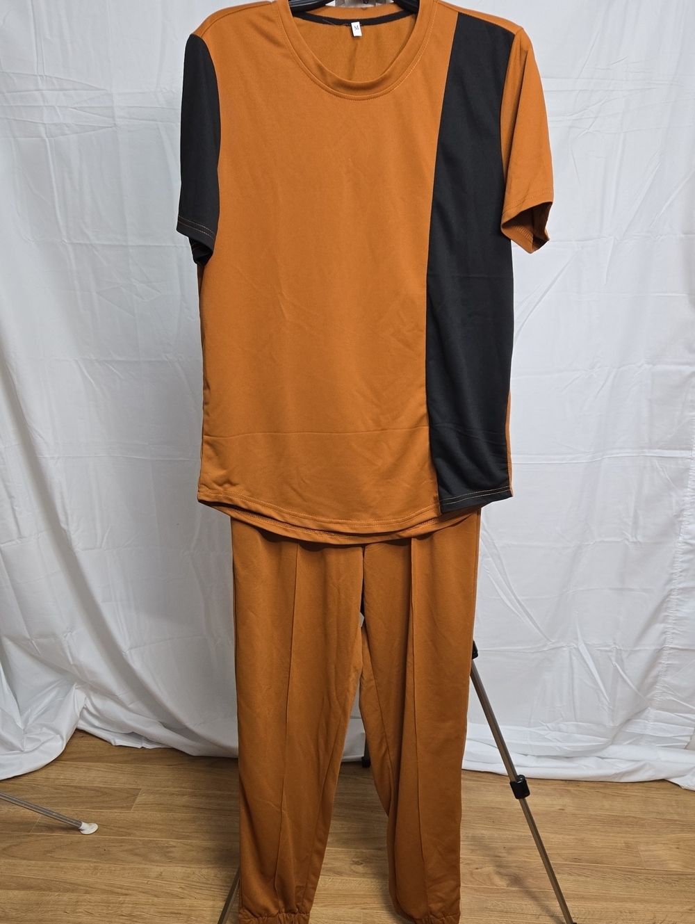 Men's Two-Tone Rust and Black Jogger Top & Pants